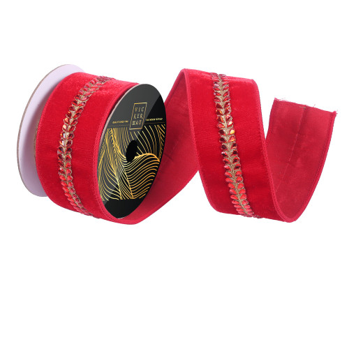 Vickerman QK258103 - Red Velvet Wired Decorative Ribbon - 2.5" x 5 Yards