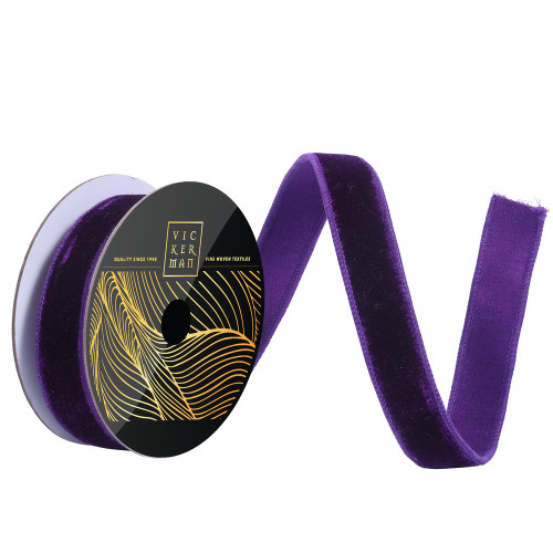 Vickerman QK258626 - Plum Velvet Wired Decorative Ribbon - 1" x 10 Yards 