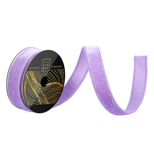 Vickerman QK258686 - Lavender Velvet Wired Decorative Ribbon - 1" x 10 Yards 