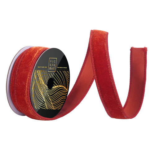 Vickerman QK258688 - Copper Velvet Wired Decorative Ribbon - 1" x 10 Yards 