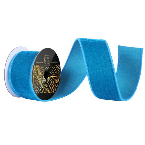 Vickerman QK258712 - Turquoise Velvet Wired Decorative Ribbon - 2.5" x 10 Yards 