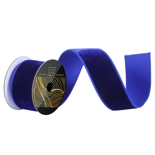 Vickerman QK258722 - Cobalt Blue Velvet Wired Decorative Ribbon - 2.5" x 10 Yards 