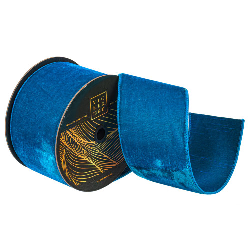Vickerman QK258812 - Turquoise Velvet Wired Decorative Ribbon - 4" x 10 Yards 