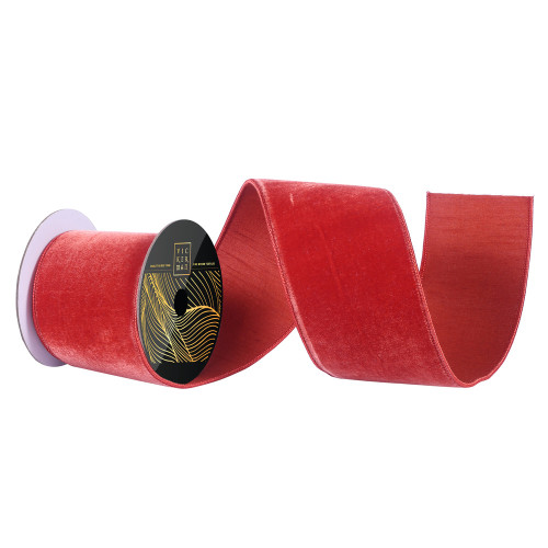 Vickerman QK258839 - Bittersweet Velvet Wired Decorative Ribbon - 4" x 10 Yards