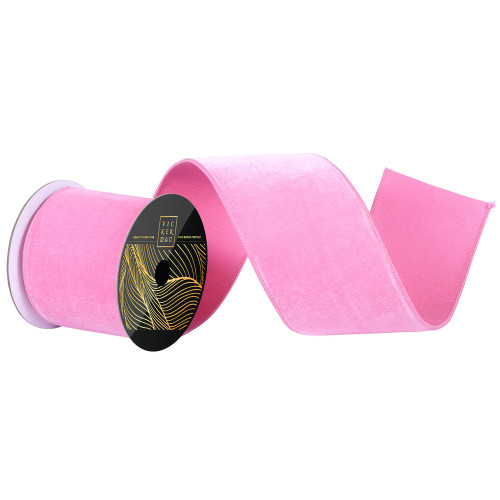 Vickerman QK258879 - Pink Velvet Wired Decorative Ribbon - 4" x 10 Yards 