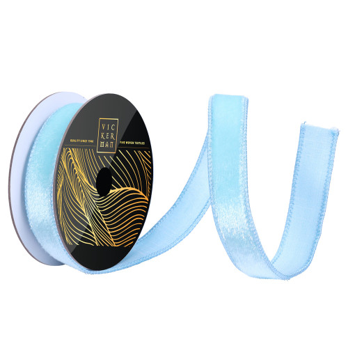 Vickerman QK259132 - Baby Blue Velvet Wired Decorative Ribbon - 1" x 10 Yards 