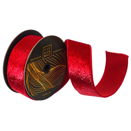 Vickerman QK259203 - Red Velvet Wired Decorative Ribbon - 2.5" x 10 Yards