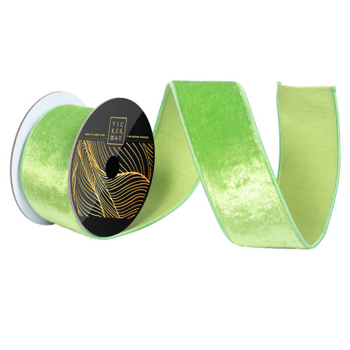 Vickerman QK259273 - Lime Velvet Wired Decorative Ribbon - 2.5" x 10 Yards