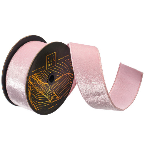 Vickerman QK259279 - Pink Velvet Wired Decorative Ribbon - 2.5" x 10 Yards