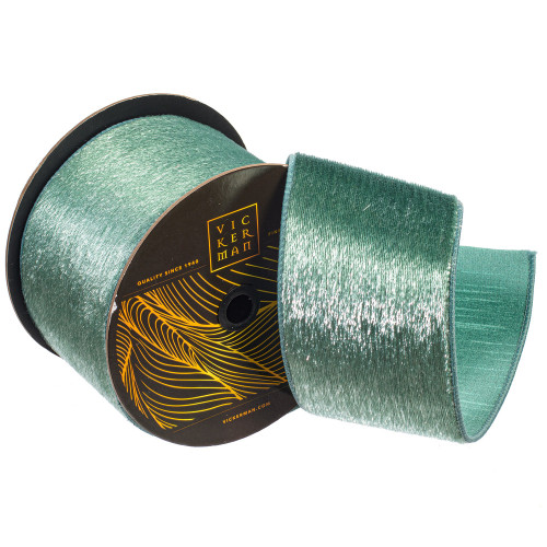 Vickerman QK259340 - Frosty Mint Velvet Wired Decorative Ribbon - 4" x 10 Yards