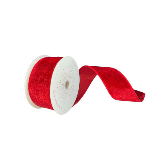 Vickerman QTX17754 - Red Velvet Wired Decorative Ribbon - 2.5" x 10 Yards