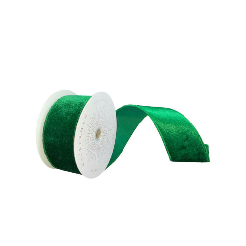 Vickerman QTX17784 - Emerald Velvet Wired Decorative Ribbon - 2.5" x 10 Yards 