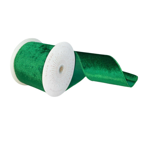 Vickerman QTX17785 - Emerald Velvet Wired Decorative Ribbon - 4" x 10 Yards 