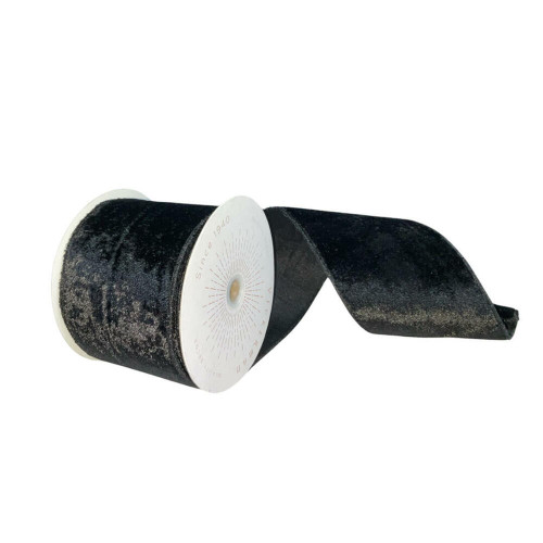 Vickerman QTX17795 - Black Velvet Wired Decorative Ribbon - 4" x 10 Yards