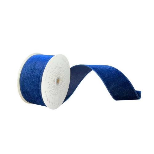 Vickerman QTX17814 - Midnight Blue Velvet Wired Decorative Ribbon - 2.5" x 10 Yards 