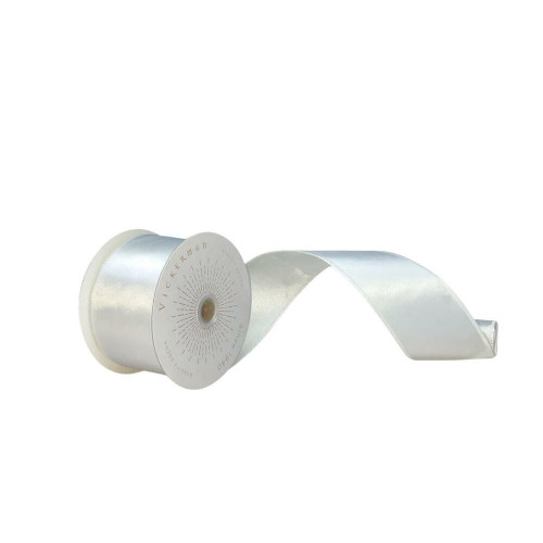 Vickerman QTX240911 - White Shiny Wired Decorative Ribbon - 2.5" x 10 Yards