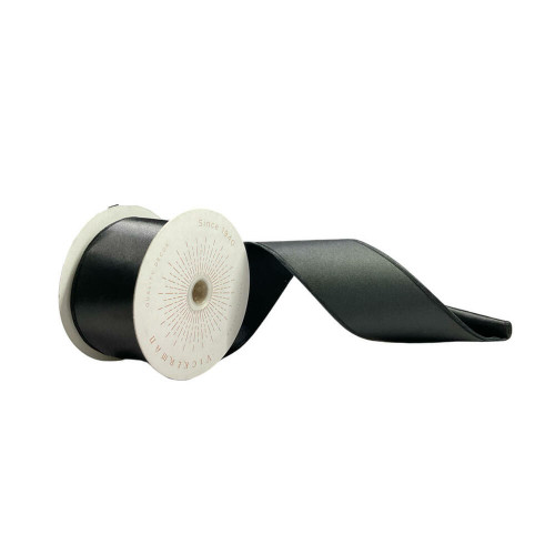 Vickerman QTX240917 - Black Shiny Wired Decorative Ribbon - 2.5" x 10 Yards