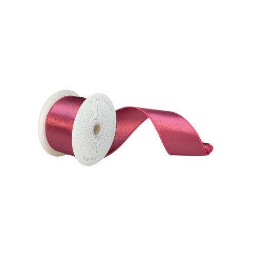 Vickerman QTX240921 - Berry Red Shiny Wired Decorative Ribbon - 2.5" x 10 Yards