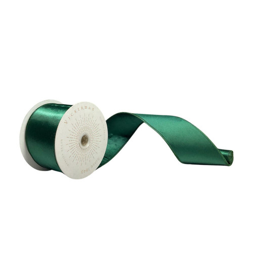 Vickerman QTX240974 - Midnight Green Shiny Wired Decorative Ribbon - 2.5" x 10 Yards