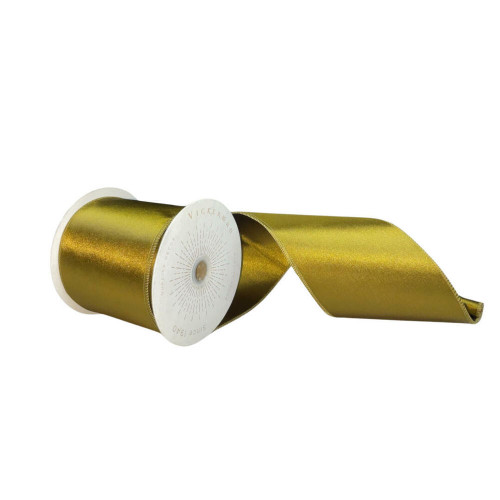 Vickerman QTX241114 - Olive Shiny Wired Decorative Ribbon - 4" x 10 Yards 