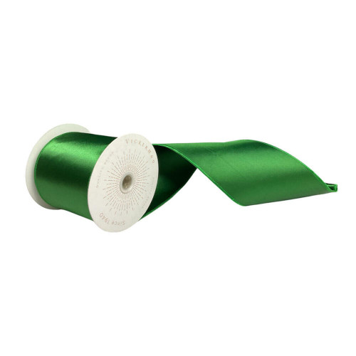 Vickerman QTX241124 - Emerald Shiny Wired Decorative Ribbon - 4" x 10 Yards 