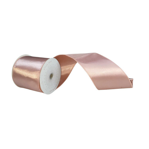 Vickerman QTX241158 - Rose / Gold Shiny Wired Decorative Ribbon - 4" x 10 Yards 