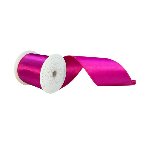 Vickerman QTX241170 - Fuchsia Shiny Wired Decorative Ribbon - 4" x 10 Yards