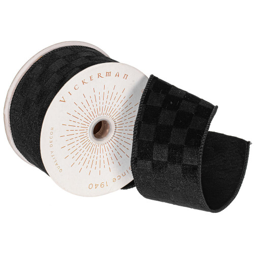Vickerman QY240505 - Black Velvet Wired Decorative Ribbon - 2.5" x 10 Yards