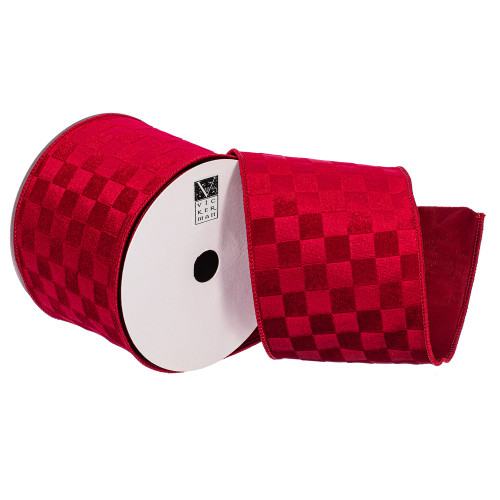 Vickerman QY240560 - Red Velvet Wired Decorative Ribbon - 4" x 10 Yards 