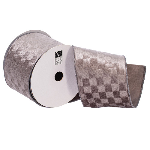 Vickerman QY240590 - Silver Velvet Wired Decorative Ribbon - 4" x 10 Yards