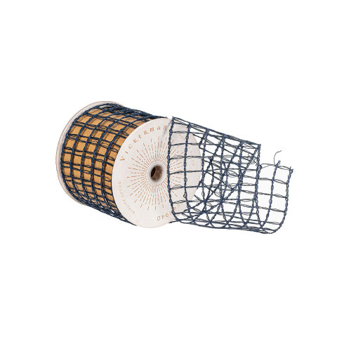 Vickerman QY240955 - Midnight Blue Grid Wired Decorative Ribbon - 3.75" x 10 Yards 