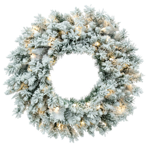 Vickerman A895231LED - 30" Flocked Utica Fir Wreath with Warm White LED Lights