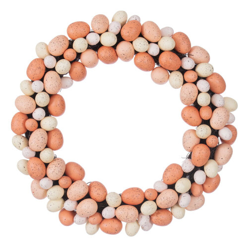 Vickerman FPQA230918 - 18" Coral/White Easter Eggs Wreath 