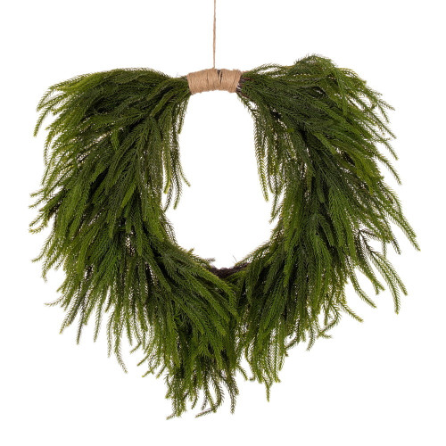 Vickerman RS240524 - 24" Green Norfolk Pine Heart Wreath Jute 