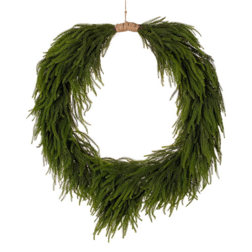 Vickerman RS240536 - 36" Green Norfolk Pine Heart Wreath Jute 
