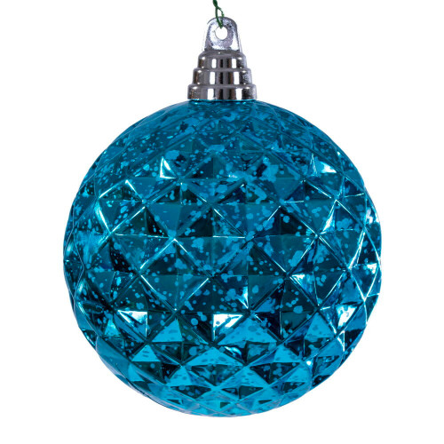 Vickerman MC240312 - 4.75 inch Turquoise Diamond Mercury Christmas Ornament - 4 Pack