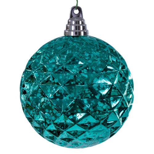 Vickerman MC240342 - 4.75 inch Teal Diamond Mercury Christmas Ornament - 4 Pack