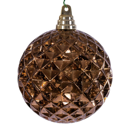 Vickerman MC240376 - 4.75 inch Mocha Diamond Mercury Christmas Ornament - 4 Pack 