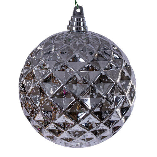 Vickerman MC240407 - 6 inch Silver Diamond Mercury Christmas Ornament - 2 Pack 