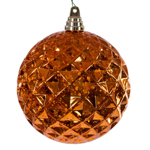 Vickerman MC240418 - 6 inch Burnish Orange Diamond Mercury Christmas Ornament - 2 Pack 
