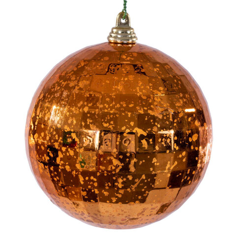 Vickerman MC240618 - 4 inch Burnish Orange Mirror Mercur Christmas Ornament - 6 Pack