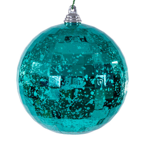 Vickerman MC240642 - 4 inch Teal Mirror Mercury Christmas Ornament - 6 Pack