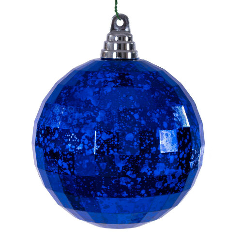Vickerman MC240702 - 4.75 inch Blue Mirror Mercury Christmas Ornament - 4 Pack