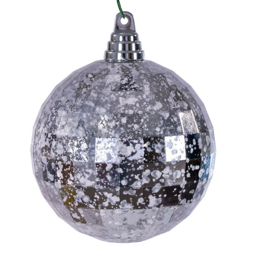 Vickerman MC240707 - 4.75 inch Silver Mirror Mercury Christmas Ornament - 4 Pack
