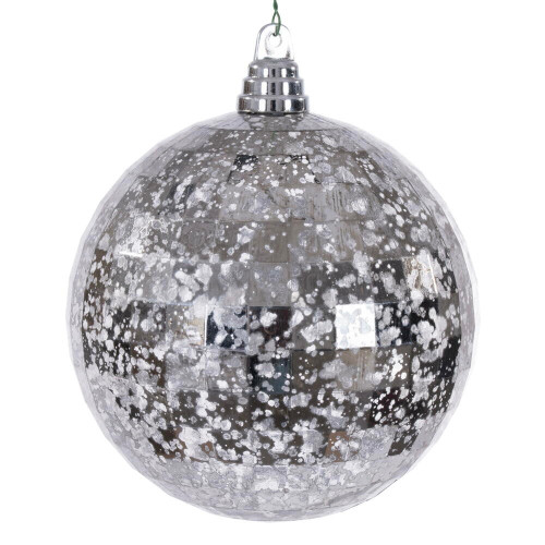 Vickerman MC240807 - 6 inch Silver Mirror Mercury Christmas Ornament - 2 Pack