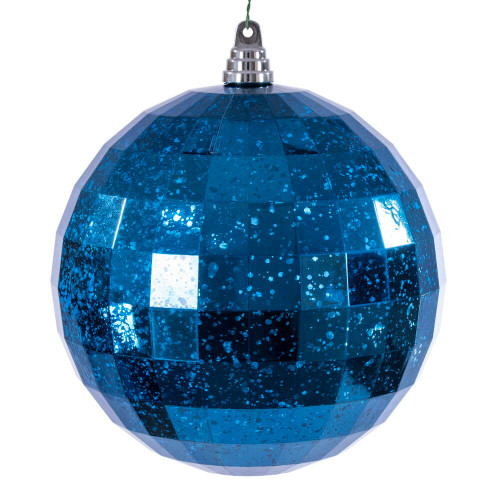 Vickerman MC240931 - 8 inch Midnight Blue Mirror Mercury Christmas Ornament 