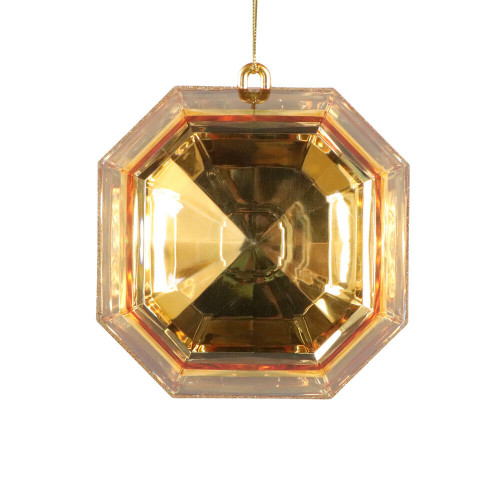 Vickerman MT232808 - 6 inch Gold Square Jewel Glitter Christmas Ornament - 2 Pack 