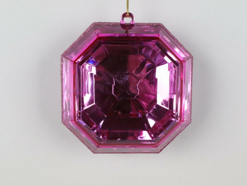 Vickerman MT232845 - 6 inch Mauve Square Jewel Glitter Christmas Ornament - 2 Pack