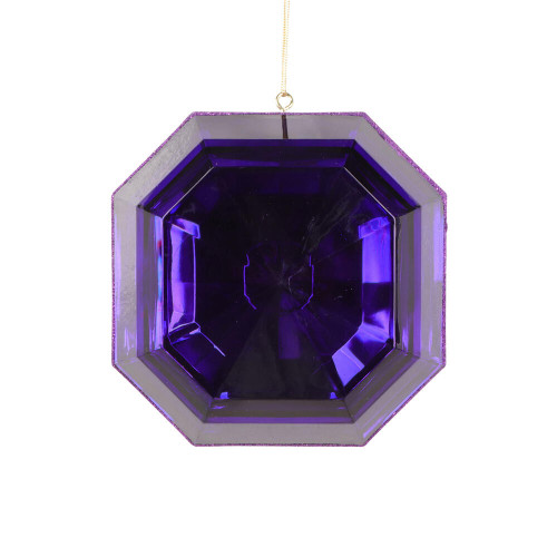 Vickerman MT232866 - 6 inch Purple Square Jewel Glitter Christmas Ornament - 2 Pack 