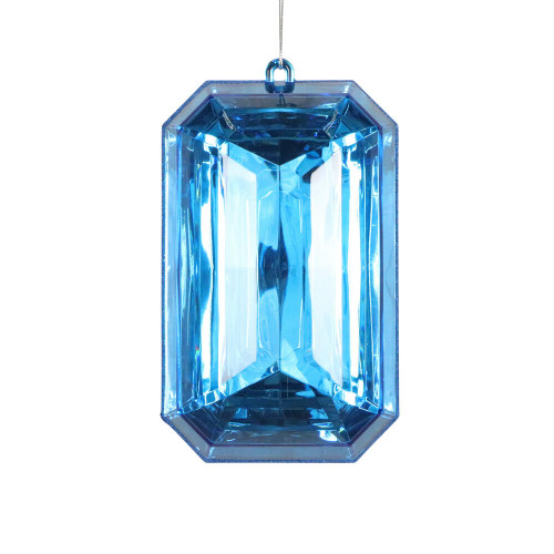 Vickerman MT233002 - 8 inch Blue Rectangle Jewel Glitter Christmas Ornament - 2 Pack